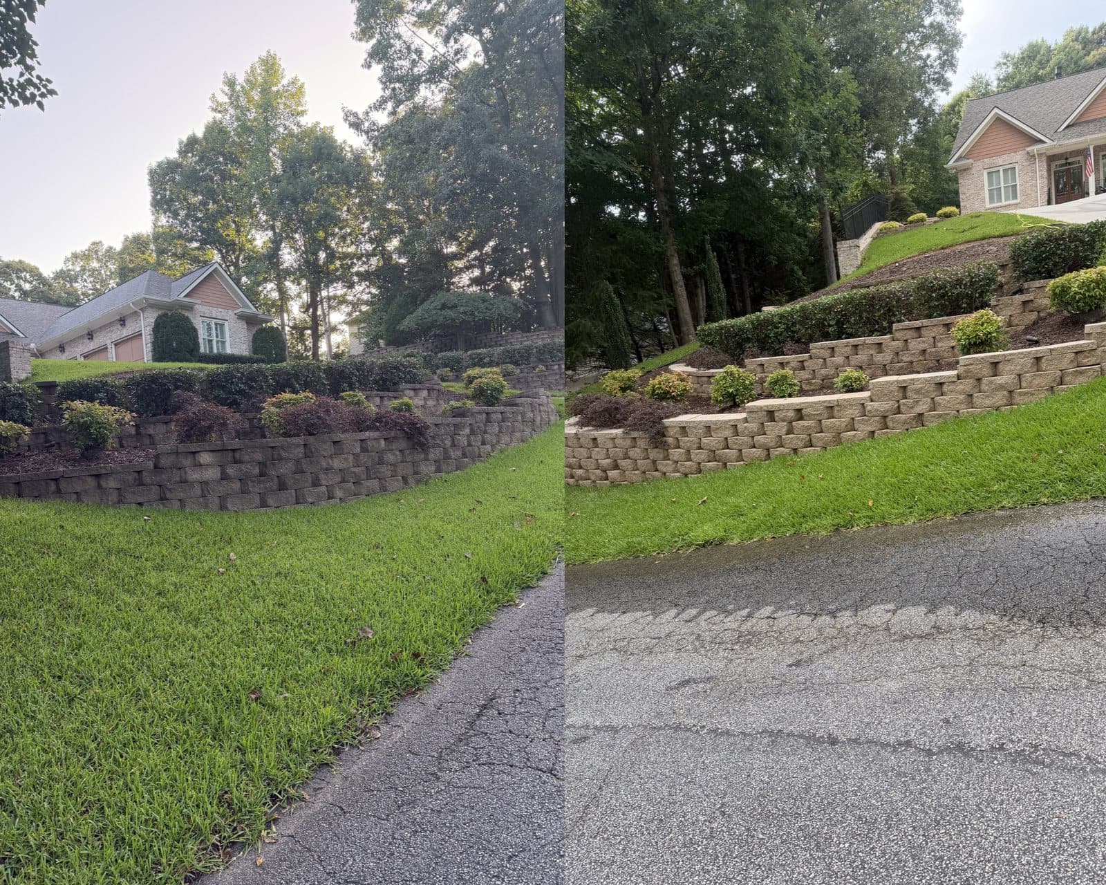 Before and after pressure washing by KM Property Restorations in metro Atlanta