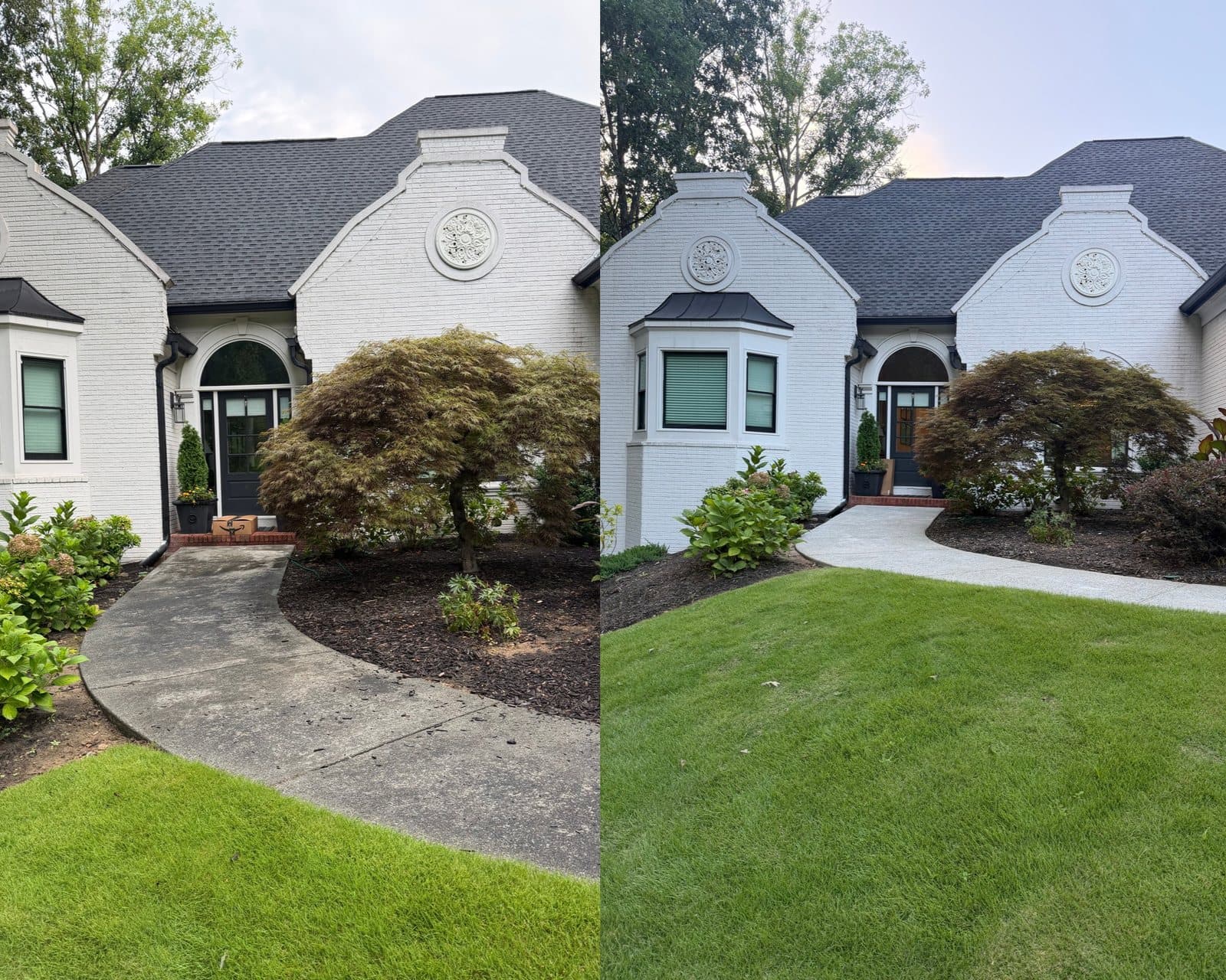 Before and after pressure washing by KM Property Restorations in metro Atlanta