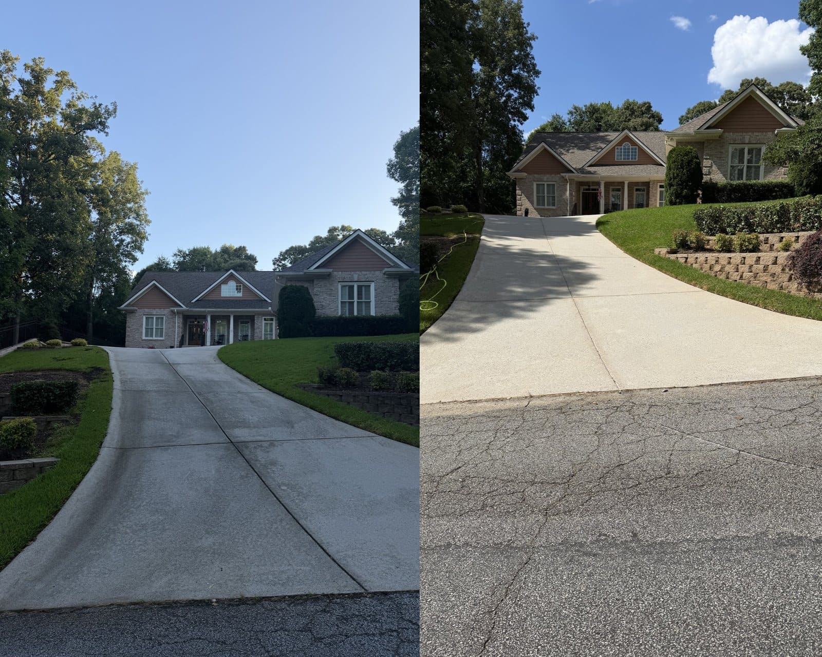 Before and after pressure washing by KM Property Restorations in metro Atlanta