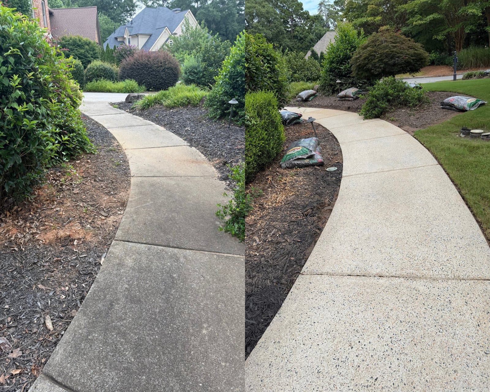 Before and after pressure washing by KM Property Restorations in metro Atlanta